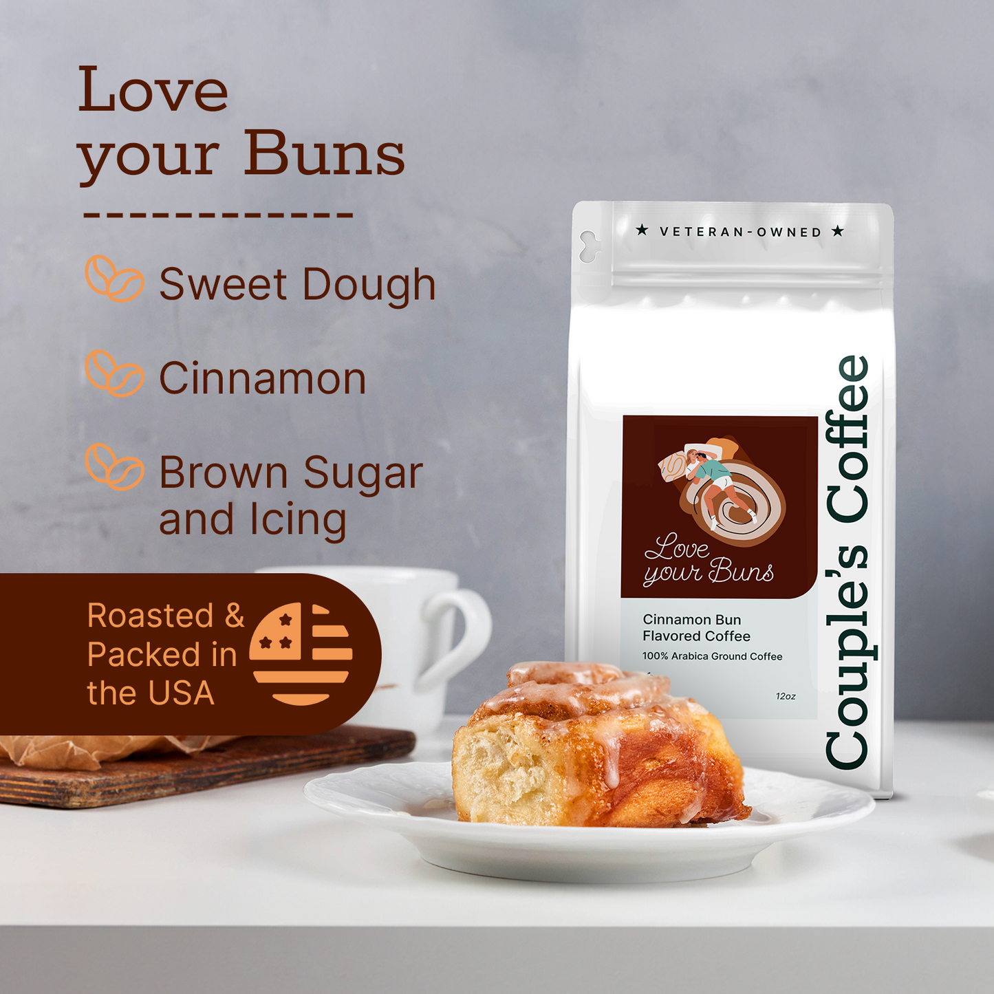 Couple's Coffee Cinnamon Bun Ground Coffee
