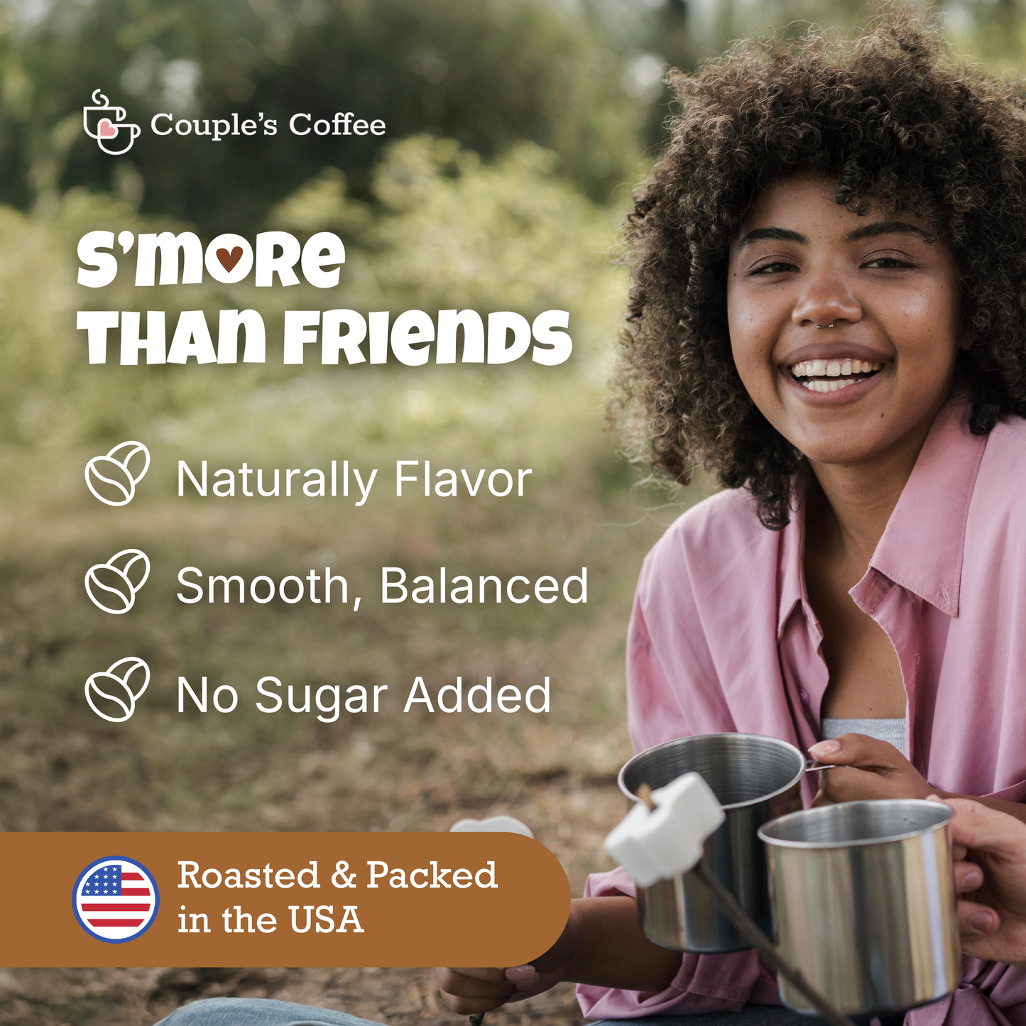 Couple’s Coffee Flavored Ground Coffee | Medium Roast Campfire S’mores Fall Coffee | Gives Back to Military Families | S’more Than Friends | Made with 100% Arabica Beans | 12oz
