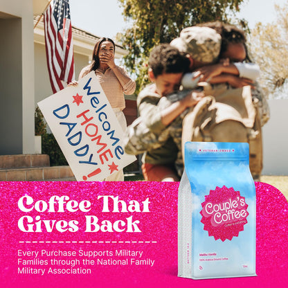 Couple's Coffee Vanilla Coffee Grounds | Malibu Vanilla Flavored Coffee | Pink Coffee Gifts for Women | Gives Back to Military Families | Medium Roast Made with 100% Arabica Beans | 12oz