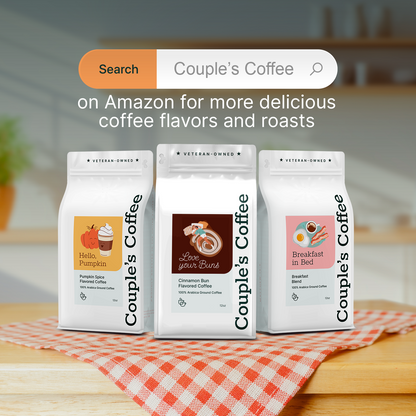 Couple’s Coffee Flavored Ground Coffee | Medium Roast Cinnamon Bun Flavored Coffee | Gives Back to Military Families | Love Your Buns | Made with 100% Arabica Beans | 12oz bag