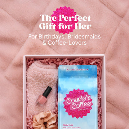Couple's Coffee Vanilla Coffee Grounds | Malibu Vanilla Flavored Coffee | Pink Coffee Gifts for Women | Gives Back to Military Families | Medium Roast Made with 100% Arabica Beans | 12oz