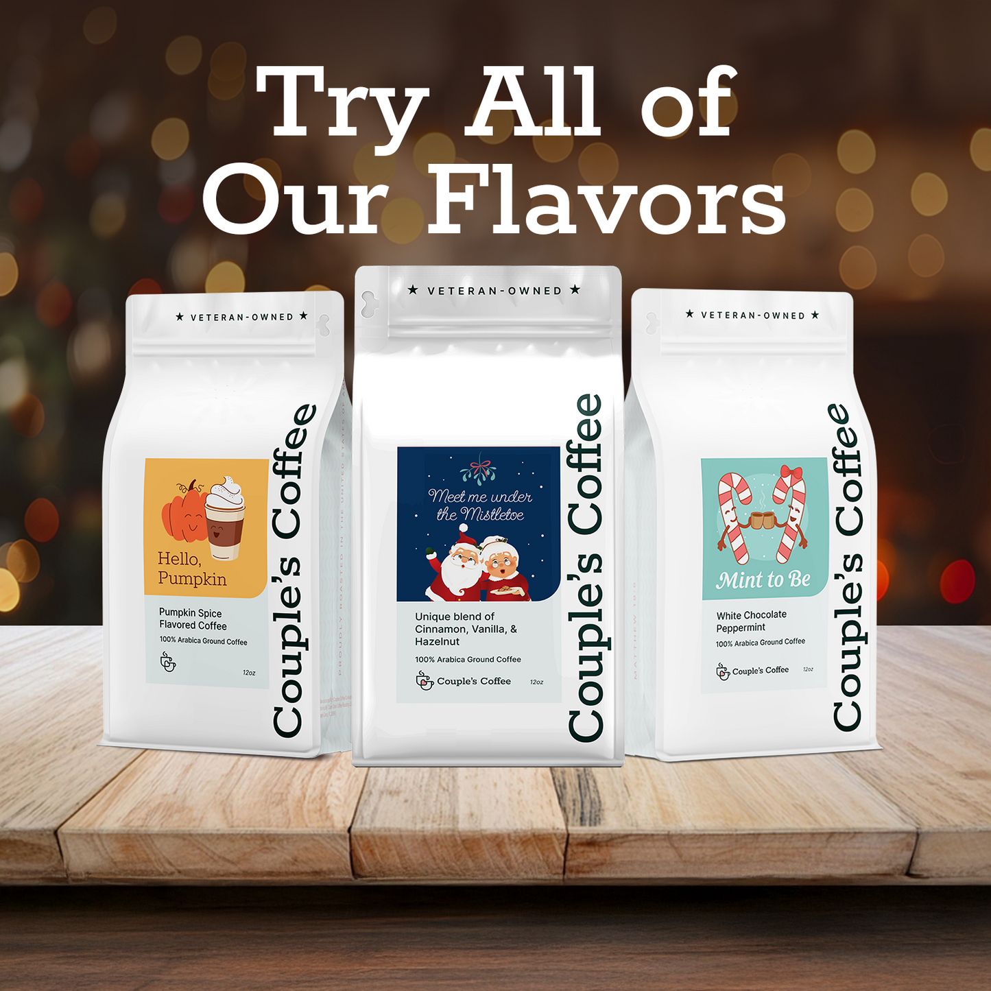 Couple’s Coffee Ground Coffee | Gives Back to Military Families - Meet Me Under The Mistle Toe | Made with 100% Arabica Beans | 12oz bag brews about 34 cups