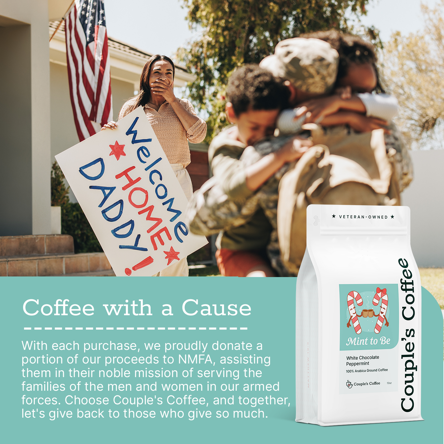 Couple’s Coffee Ground Coffee | Gives Back to Military Families - Mint to Be | Made with 100% Arabica Beans | 12oz bag brews about 34 cups