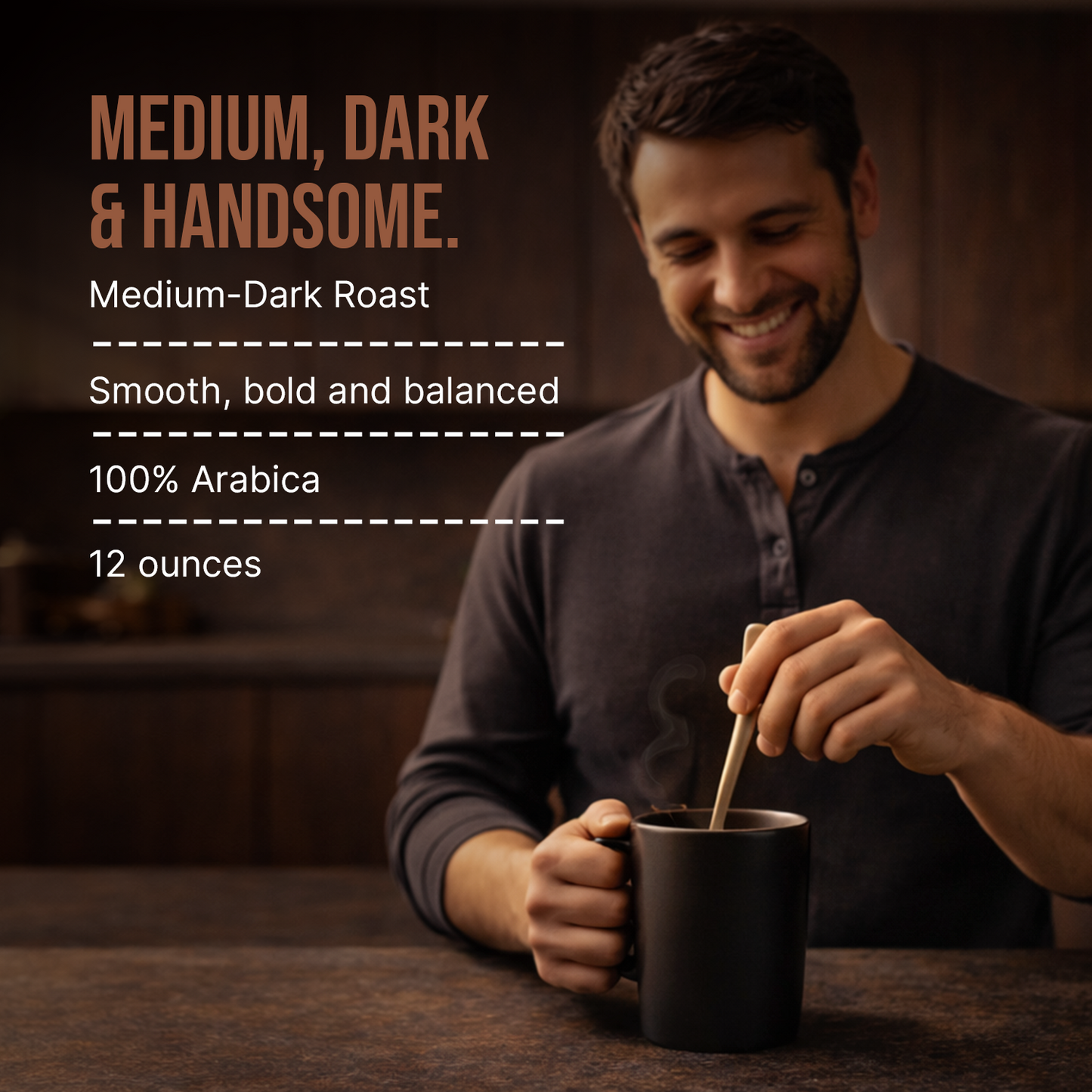 Medium, Dark and Handsome Coffee | Medium-Dark Roast | Ground Coffee 12oz