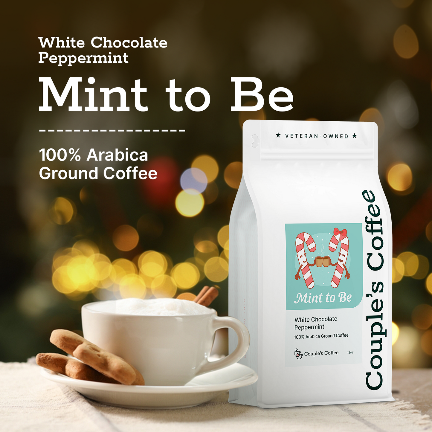 Couple’s Coffee Ground Coffee | Gives Back to Military Families - Mint to Be | Made with 100% Arabica Beans | 12oz bag brews about 34 cups