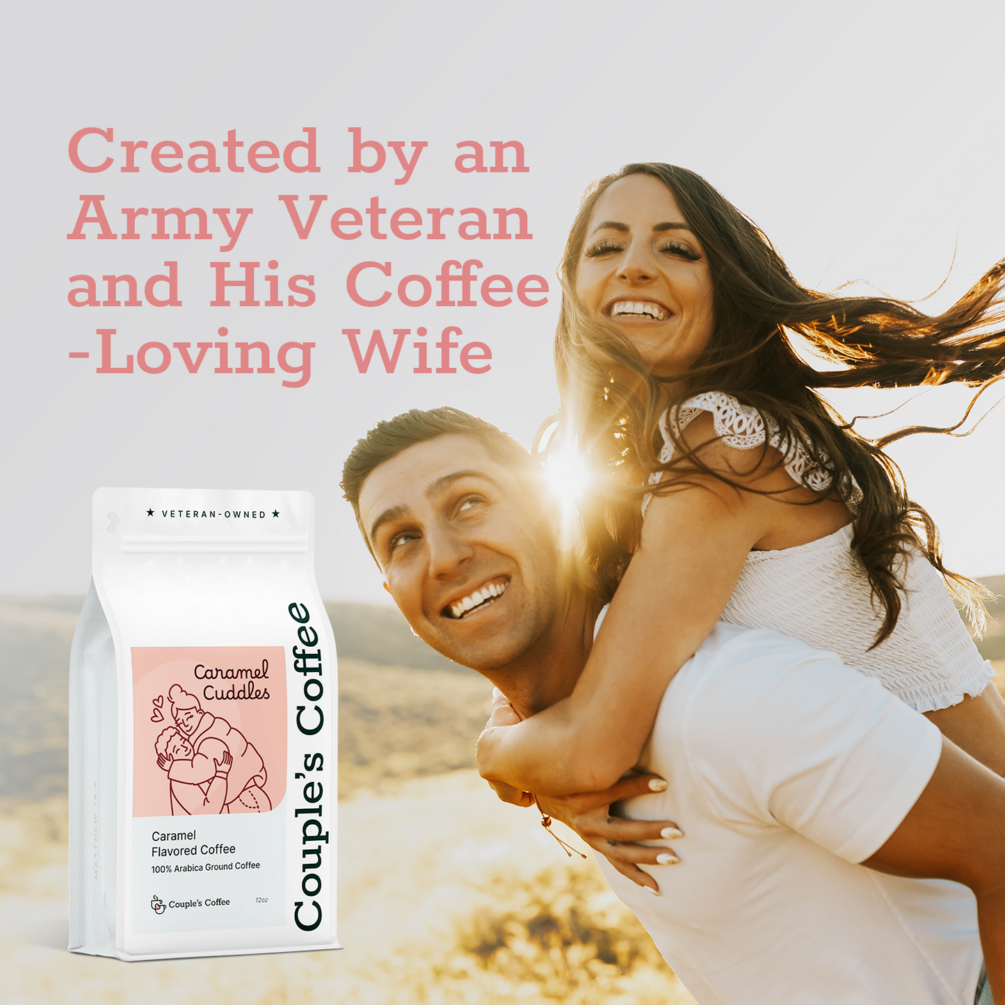 Couple’s Coffee Flavored Ground Coffee | Caramel Flavored Coffee | Gives Back to Military Families | Caramel Cuddles | Made with 100% Arabica Beans | 12oz