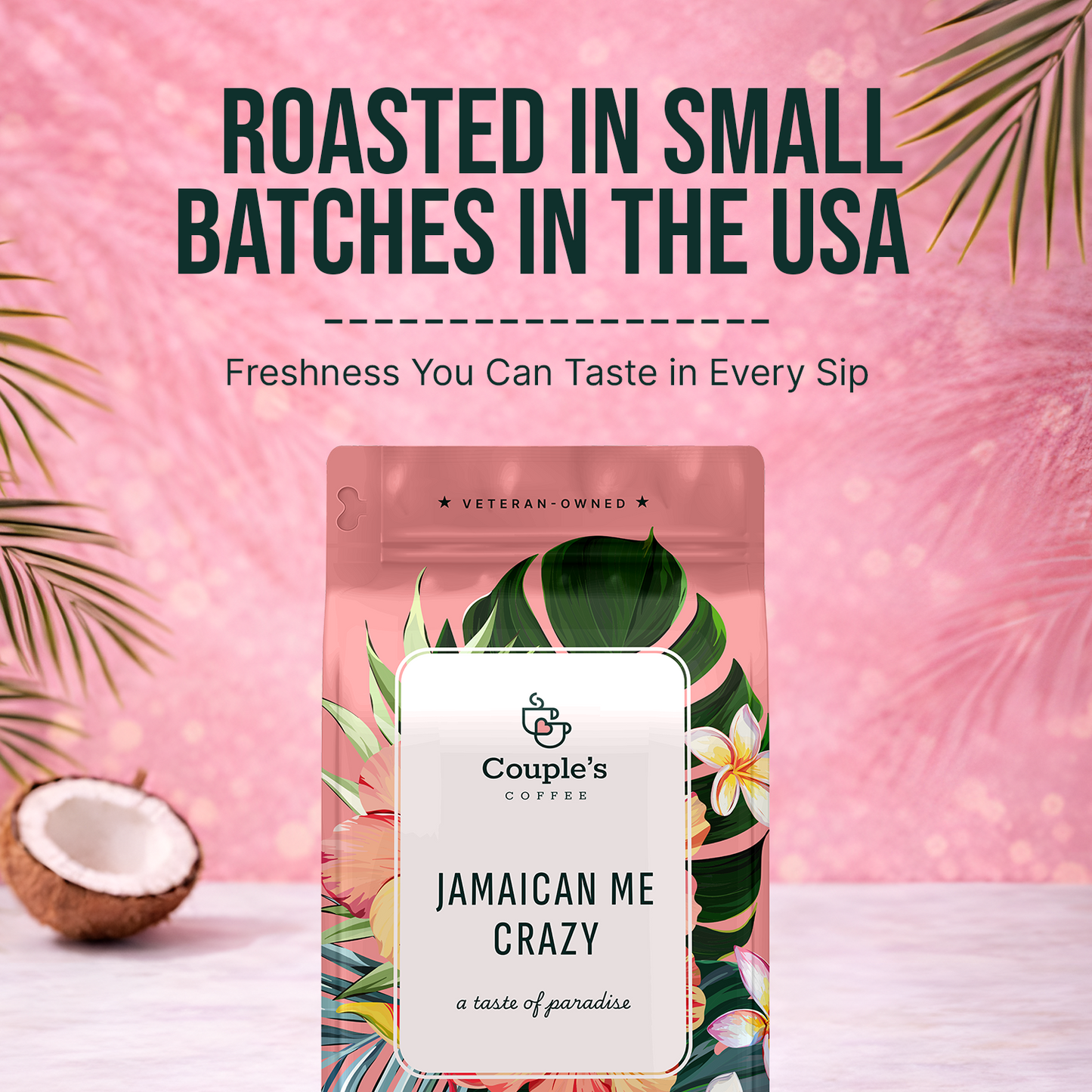 Couple’s Coffee Ground Coffee | Gives Back to Military Families - Jamaican Me Crazy | Vanilla, Caramel, and Rum Flavored Coffee | Made with 100% Arabica Beans | 12oz bag brews about 34 cups