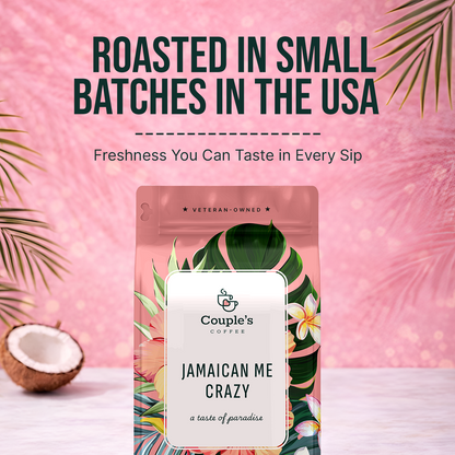 Couple’s Coffee Ground Coffee | Gives Back to Military Families - Jamaican Me Crazy | Vanilla, Caramel, and Rum Flavored Coffee | Made with 100% Arabica Beans | 12oz bag brews about 34 cups