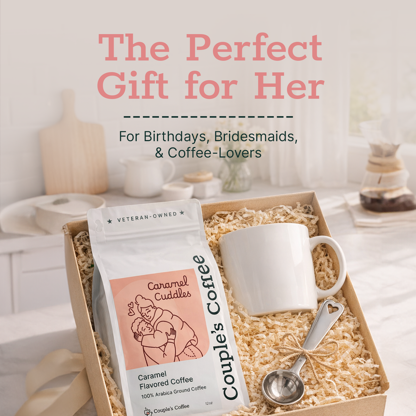 Couple’s Coffee Flavored Ground Coffee | Caramel Flavored Coffee | Gives Back to Military Families | Caramel Cuddles | Made with 100% Arabica Beans | 12oz