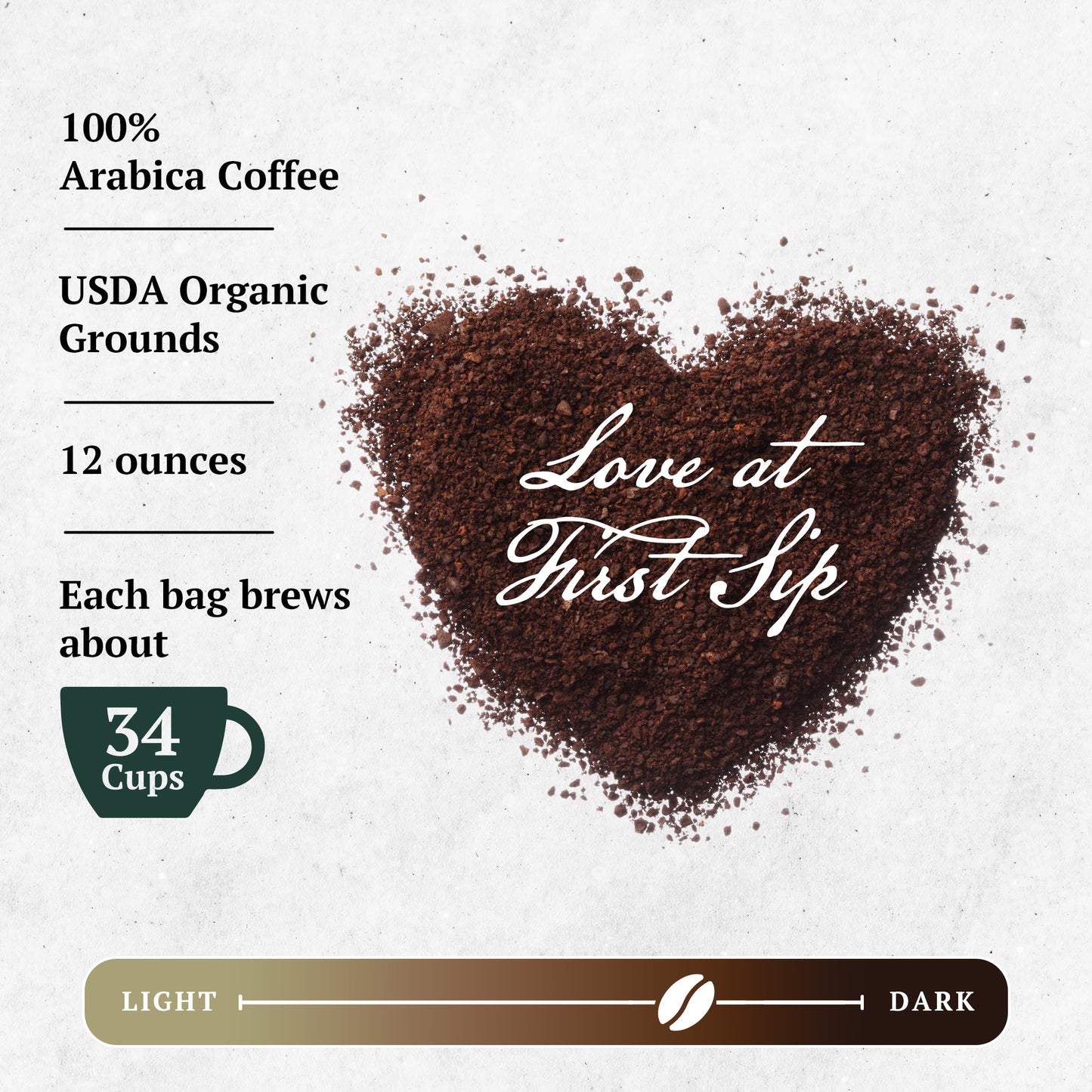 Couple’s Coffee Organic Ground Coffee | Fair Trade Organic Guatemalan Medium-Dark Roast | Gives Back to Military Families | Love at First Sip | Made with 100% Arabica Beans | 12oz