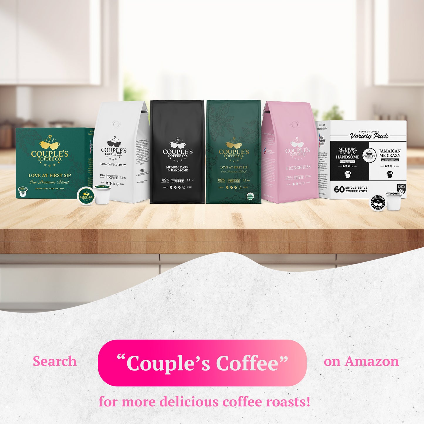 Couple’s Coffee Flavored Ground Coffee | French Vanilla Flavored Coffee | Gives Back to Military Families | French Kiss | Made with 100% Arabica Beans | 12oz